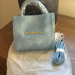 New! Brandon Blackwood Blue Waxed Denim Canvas Mini Tote Limited Edition!